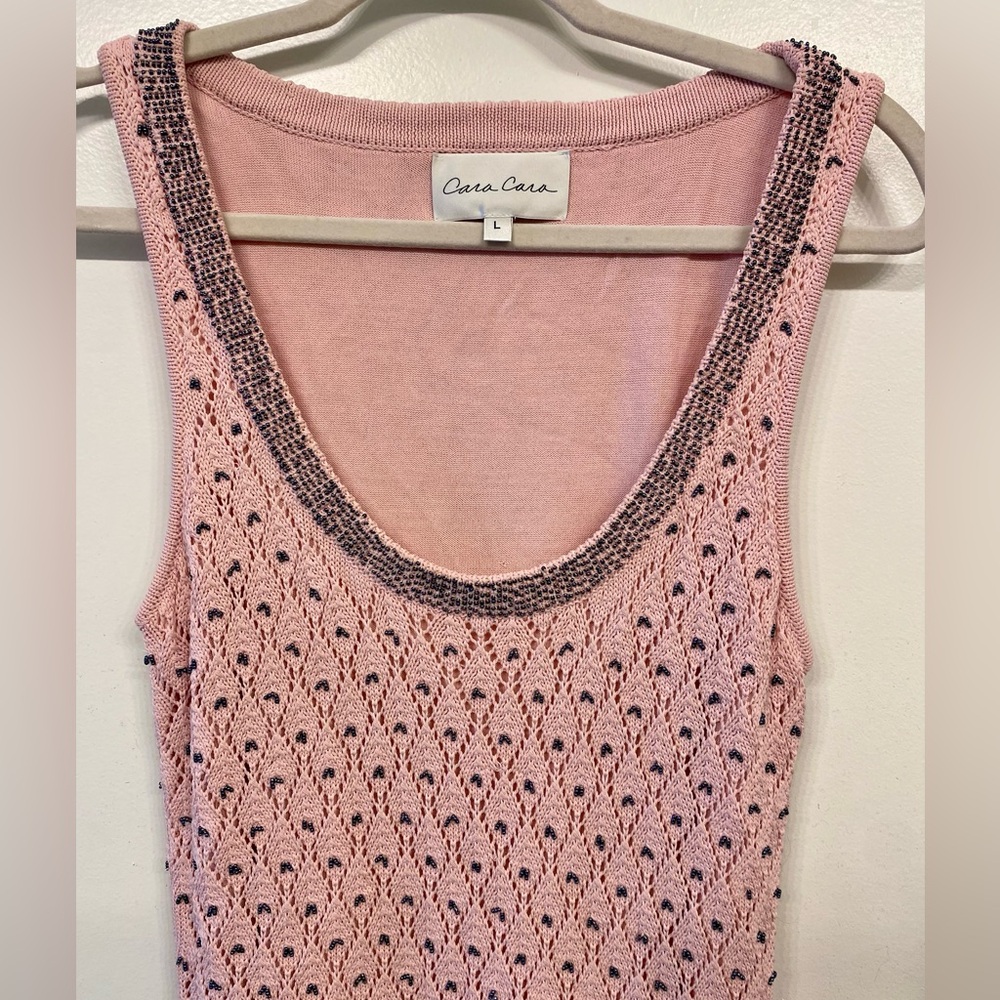 Cara Cara Zelda dress - A Beaded Pointelle Dress in a Lovely Blush Pink - Picture 2 of 5